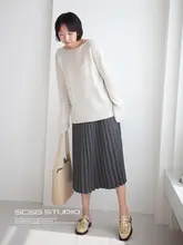 高腰プリーツスカート【Aライン・ミディ丈・静電気防止】