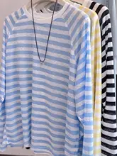 ストライプデザインの長袖Tシャツ【日焼け防止・春秋用・フィット・薄手】