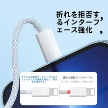 編組式急速充電ケーブル【iPhone用・PD対応・二メートル・車載用】