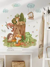 防水仕様のカートゥーン動物ウォールステッカー【狐と小鹿・自粘着・教室デコレーション】