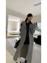 長袖ニットカーディガン【春用・デザイン・レディース・ロング丈】