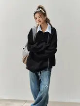 シャツカラー付きツイストニットセーター【女性用・秋冬・スタイル】（セットアップ対応）