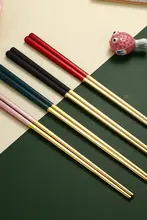 防滑加工の304ステンレススチール箸【高温耐性・ゴールドカラー】（セットアップ対応）