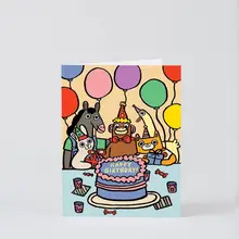かわいいデザインの子供向け誕生日カード【カラフル・キャラクターイラスト】