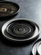ディナープレート フラット おしゃれ 上品 ブラック 家庭用 洋食器 ステーキプレート