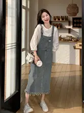 ヴィンテージ風デニムサロペットスカート【春夏用・ゆったり・カジュアル】（セットアップ対応）