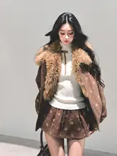 中綿ジャケット スカート  レディース ウール ブラウン系 冬 2点セット「AOMALM」