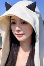 小悪魔耳付き帽子【アイスシルク・薄手・UVカット・夏用・日よけ帽子】