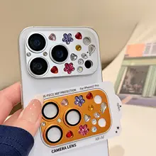 カラフルな立体花柄カメラレンズ用ガラスフィルム【iPhone用・防傷・デザイン性】