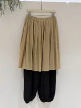 レース刺繍とカラーコントラストが魅力的なプリーツスカート風パンツ【カジュアル・おしゃれ・】（セットアップ対応）