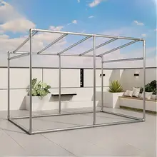 頑丈な厚手のスチールパイプ作りの物干し架【雨よけ・日差し対策・斜め棚・屋外植物用】