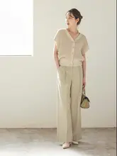 和紙風ニットベスト【さわやかなVネック・無地・金属ボタン付き・ノースリーブ】