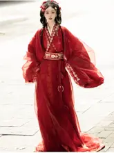 華やかなデザインの女性用春夏向け戦国風漢服【直裾・ドラッグトレイン・エレガントスタイル】（セットアップ対応）
