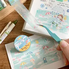 装飾用チェックパターン布の washiテープ【離型紙なし・花模様・手帳用】