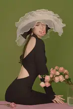 個性的な大きなつばのレースメッシュハット【女性用・アウトドア・オシャレな写真撮影向け】