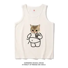 猫デザインのコットンベスト【夏用・フィット・ノースリーブ】