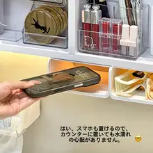 鏡下収納 引き出し式 吊り下げ バスルーム コスメラック スマホ ヘアアクセサリー パフ 収納ボックス