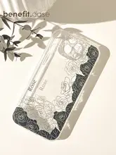 透明な黒いバラデザインのiPhoneケース【Apple社製15、14 Pro Max、13、12、11対応】