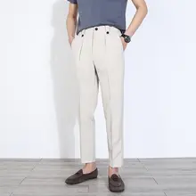 春夏用 形状保持アイスシルクパンツ【メンズ・無地・ワイドテーパード・9分丈】