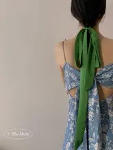 エレガントなロングシルクスカーフ【首元や髪に使える・飾り紐・バッグに巻きつけ可能】