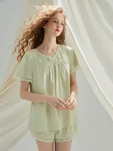夏用フレンチスタイル プリンセスデザイン 半袖ショートパンツ パジャマ【ゆったりした着心地】（セットアップ対応）