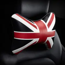 英国風の米字旗デザイン！車用記憶棉ネックピロー【レザー仕上げ・BMW MINI対応】