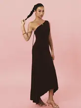 ITSNIKAR ノースリーブニットワンピース【夏用・Vネック・不規則デザイン】