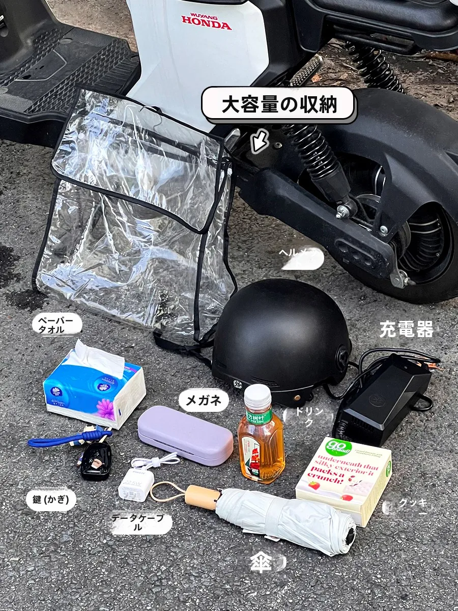電動バイク用透明大容量フロントバッグ：防水・スマホ充電対応の実用性と使い方