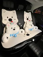 可愛いカートンデザインの車用ヘッドレストとウエストサポートクッション【車載用・女性向け・快適な座り心地】【セットアップ対応】