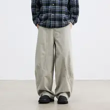 ウォッシュ加工のストレートワイドパンツ【カジュアルデザイン・デコンストラクシ ョン】（セットアップ対応）