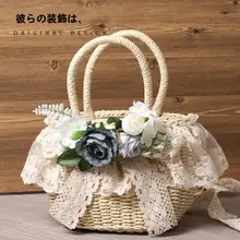 オリジナルハンドメイドストローバッグ ロリータレースビーチバッグ