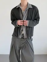 シャツジャケット メンズ フェイクレイヤード テーラードカラー ルーズ ヴィンテージ きれいめ カジュアル 春物 アウター