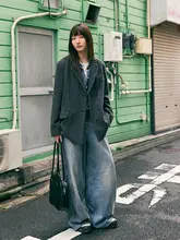 鹿与飞鳥 保暖チェック柄ウールコート【冬用・通勤・花織り】