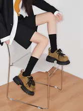 厚底ローファー【レトロデザイン・ラウンドトゥ・女性用・極上の柔らかさ】