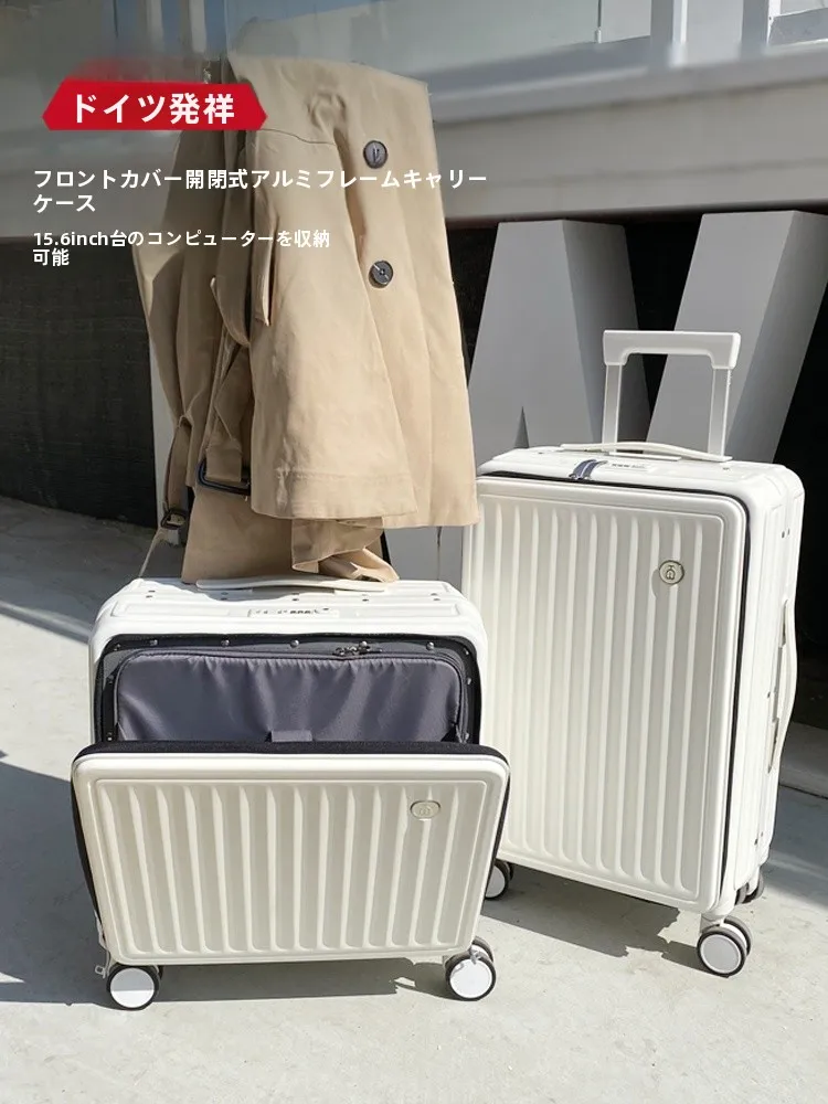 軽量タイプの女性用キャリーケース：前面オープン設計で旅行・通勤に最適な持ち運び解決策