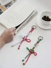 キーホルダー バッグチャーム 中国結び レザー バイカラー ハンドメイド 幸運 おしゃれ 「LM」