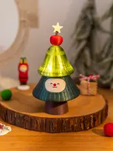 ミニクリスマスツリー 置物 卓上 LED ライト 発光 ガラス ポップカラー かわいい インテリア リビング 飾り