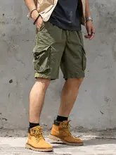 アメリカンビンテージ風 ワークショートパンツ【薄手・軍用グリーン・ゆったりサイズ】