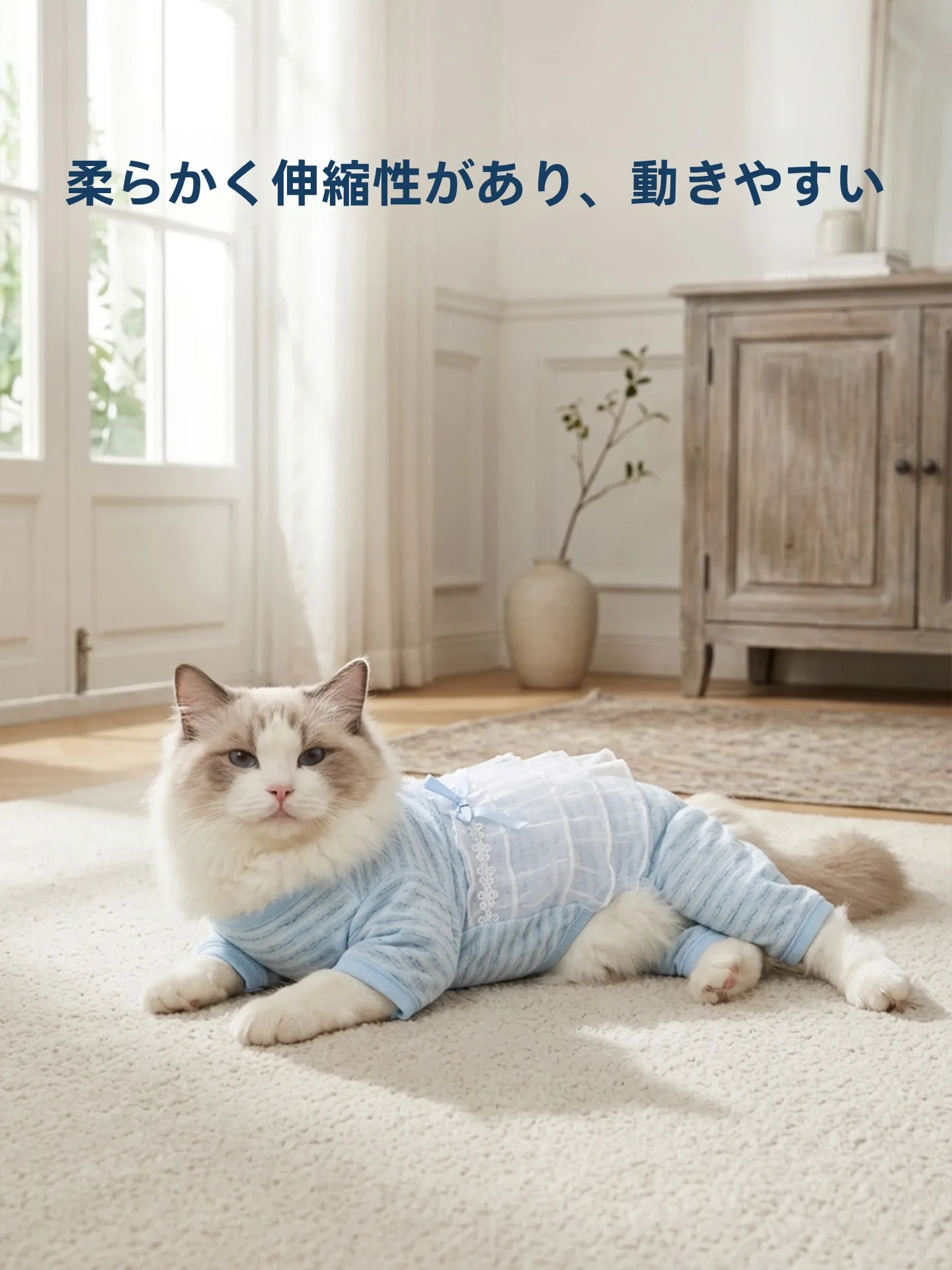 春夏用の通気性のある薄手ペットウェア【無毛種対応・猫用】：ペット猫 飼いやすい ための最適な着用シーンとは