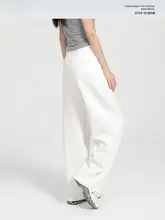 小柄女性向けホワイトモダール素材のルーズフィットパンツ【感・春秋用・ワイドレッグ】