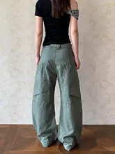 アメリカンヴィンテージ風 クロップドワークパンツ【男女兼用・ゆったりストレート・カジュアル】
