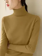 羊毛製 ハイネック長袖ニットインナー【厚手・ゆったりシルエット・ブラウン】