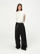 波浪型 ゆったり ブラック ワイドパンツ レディース 様々なシーンに最適