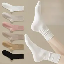 秋冬用 中筒純綿ソックス【無縫い・毛玉防止・プレーンカラー・妊婦用】