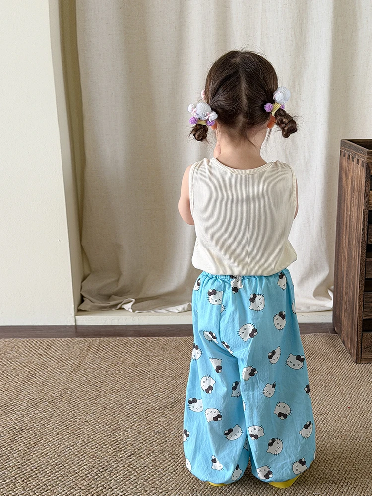 夏用薄手子供服：9ヶ月女児向けの防蚊セットアップデザイン