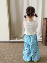 夏用薄手子供服【かわいいデザイン・ノースリーブトップス・防蚊パンツ・女児用】（セットアップ対応）