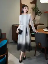 グラデーションカラーのモールスキンワンピース【桑蚕絲・詩的デザイン】