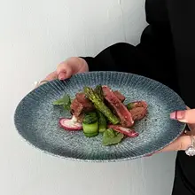 高級感あふれる和風 牛排皿【セラミック製・創造的デザイン・パスタやデザートにも最適】