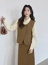ベスト レディース 重ね着 ブラウン きれいめ 上品 着回し 春物