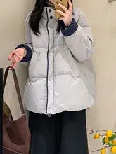グレーの特大サイズ女性用コート【韓国風・ルーズフィット・保温性・厚手】